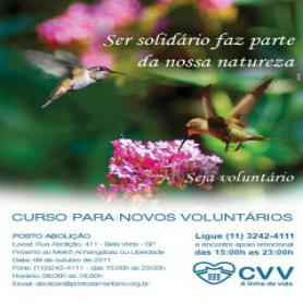 CURSO PARA FORMAÇÃO DE VOLUNTÁRIOS DO C.V.V.